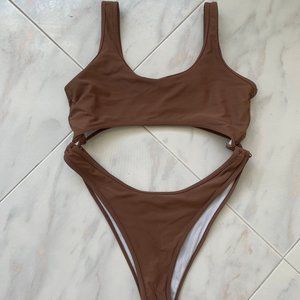 Shein Brown Cut out Bathing suit